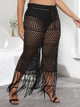 Shorts de baño tejidos con flecos y recortes Plus